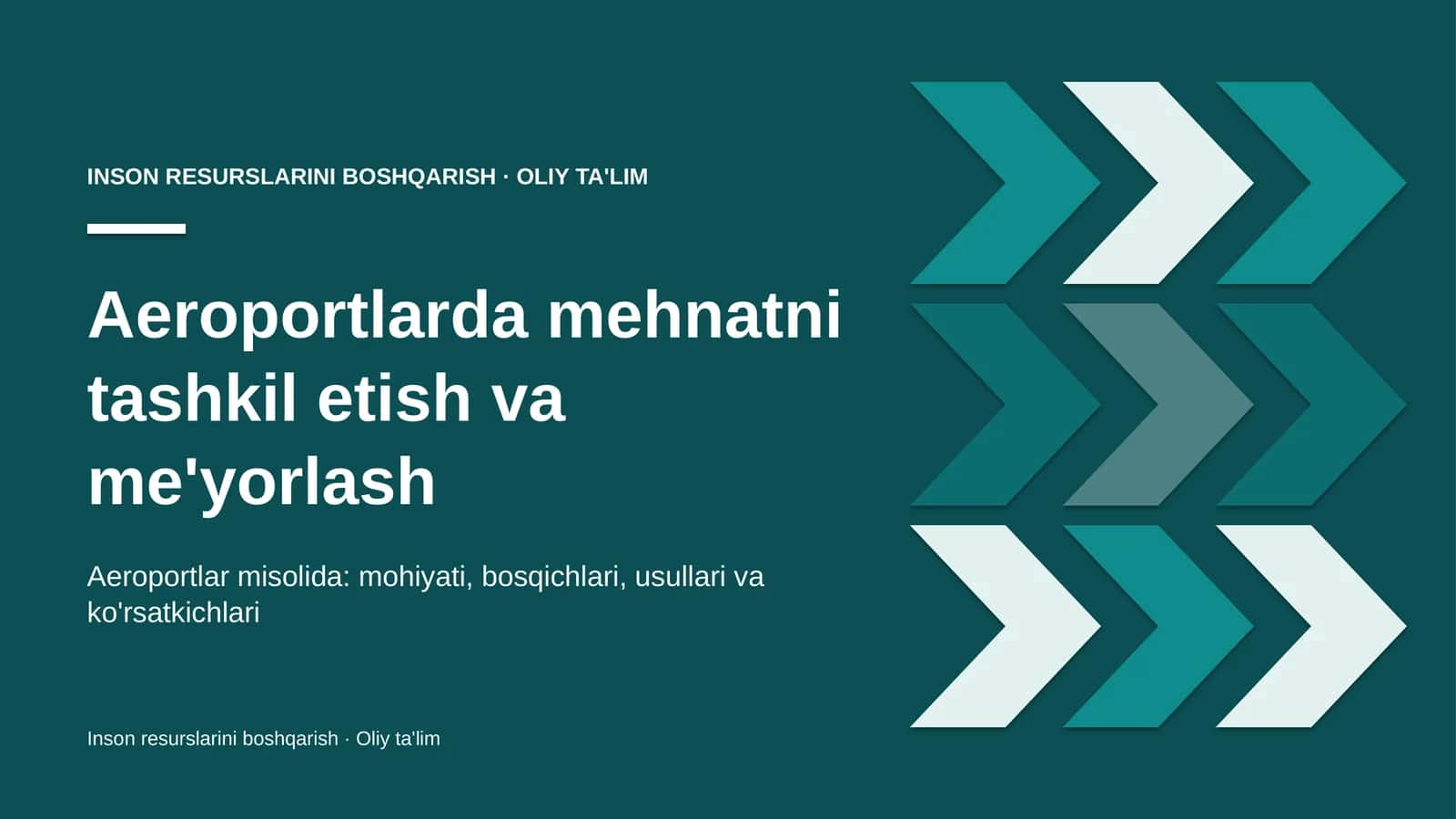Aeroportlarda mehnatni tashkil etish va me'yorlash
