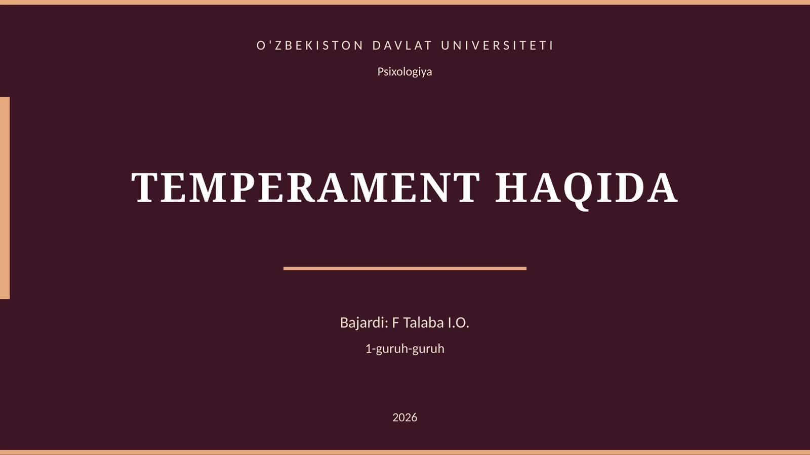 TEMPERAMENT HAQIDA