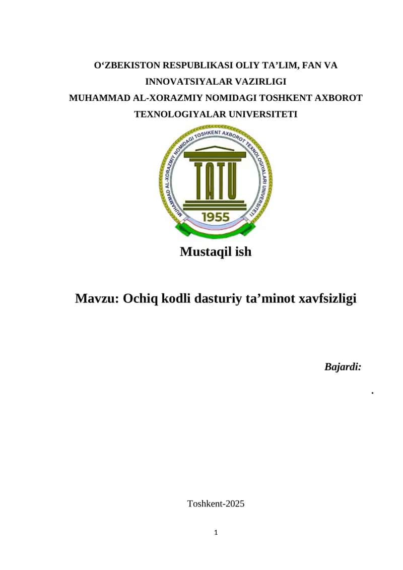 Ochiq kodli dasturiy ta’minot xavfsizligi