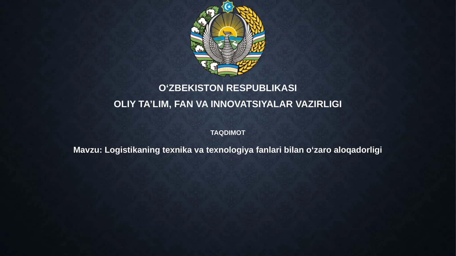 Logistikaning texnikavat texnologiya fanlari bilan aloqadorligi