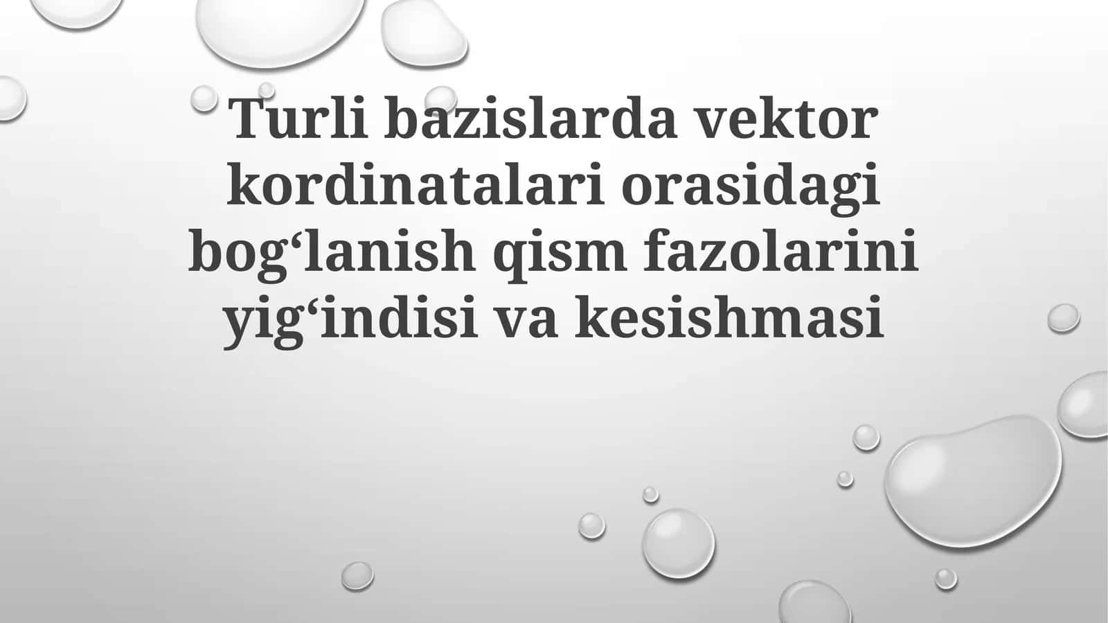 Bazaning o'zgarishi va koordinatalar almashinuvi