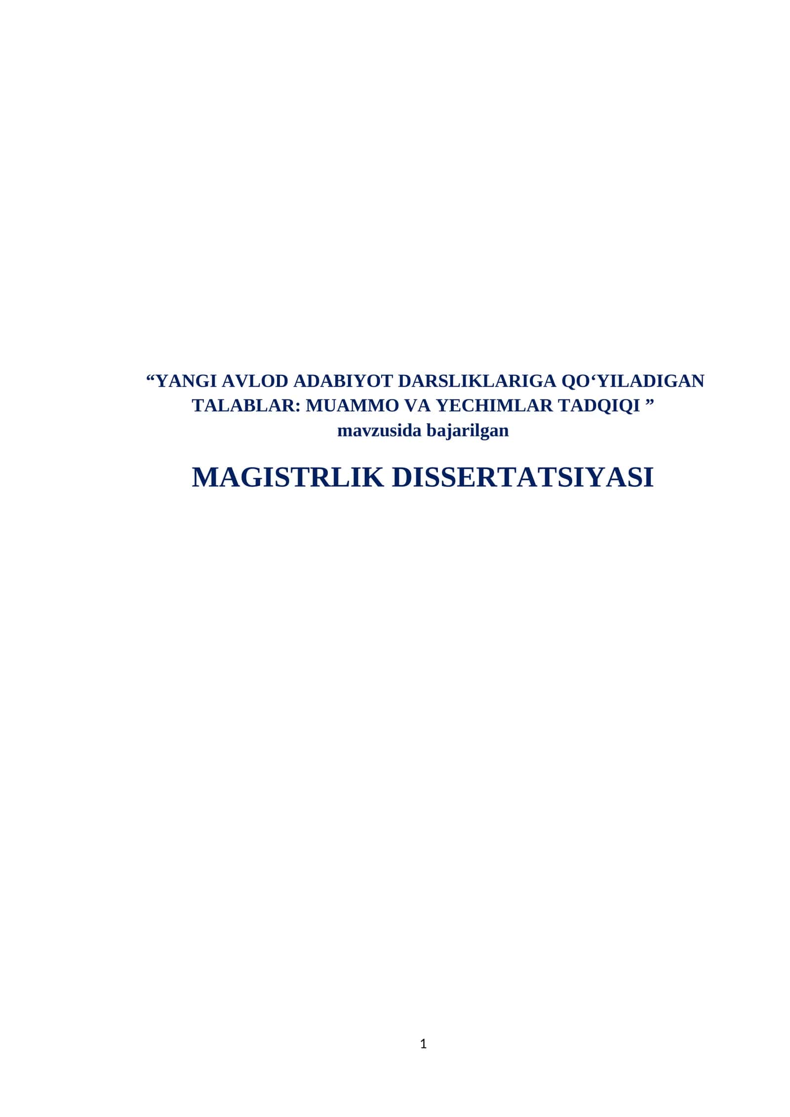YANGI AVLOD ADABIYOT DARSLIKLARIGA QO‘YILADIGAN TALABLAR: MUAMMO VA YECHIMLAR TADQIQI