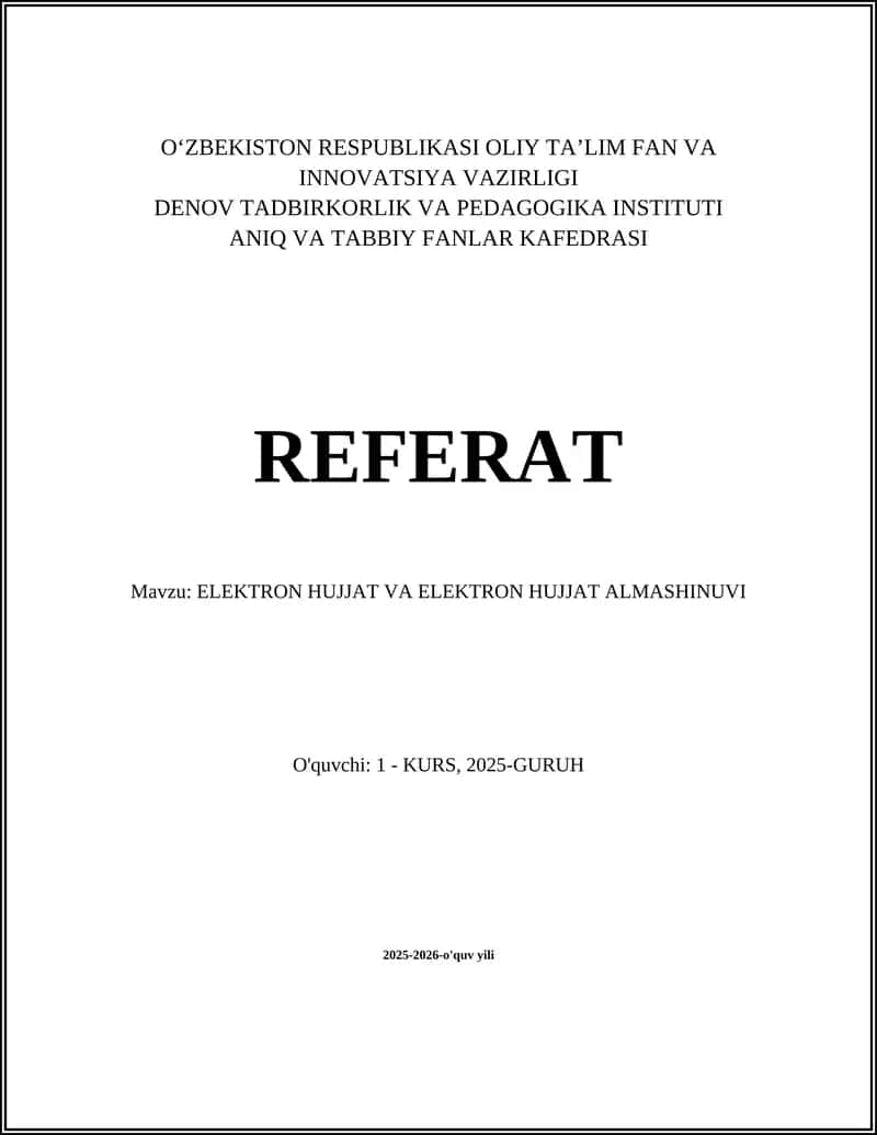 Elektron Hujjat va Elektron Hujjat Almashinuvi