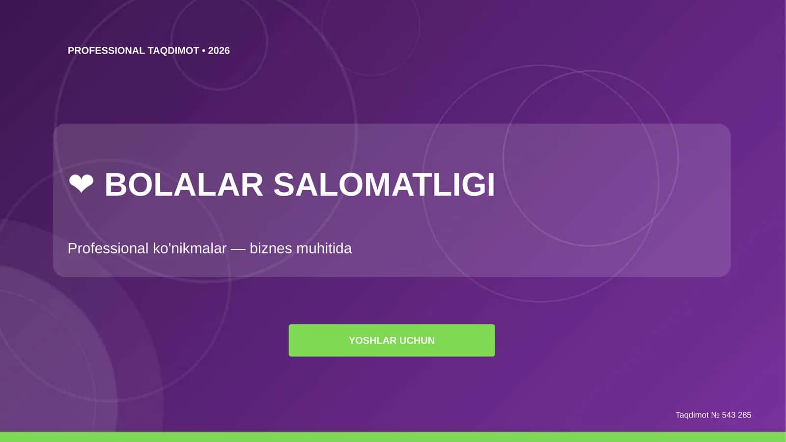 Bolalar salomatligi: professional ko'nikmalar (biznes muhitida) [yoshlar uchun]