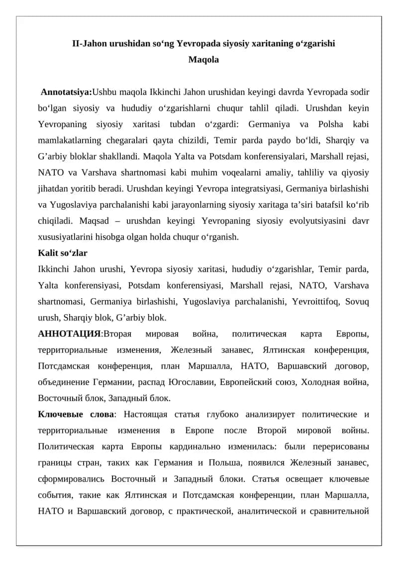Yevropa siyosiy xaritasi