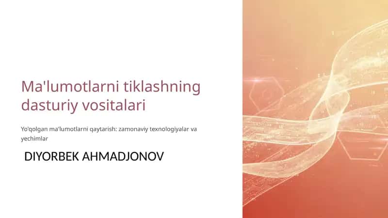 Ma'lumotlarni tiklashning dasturiy vositalari