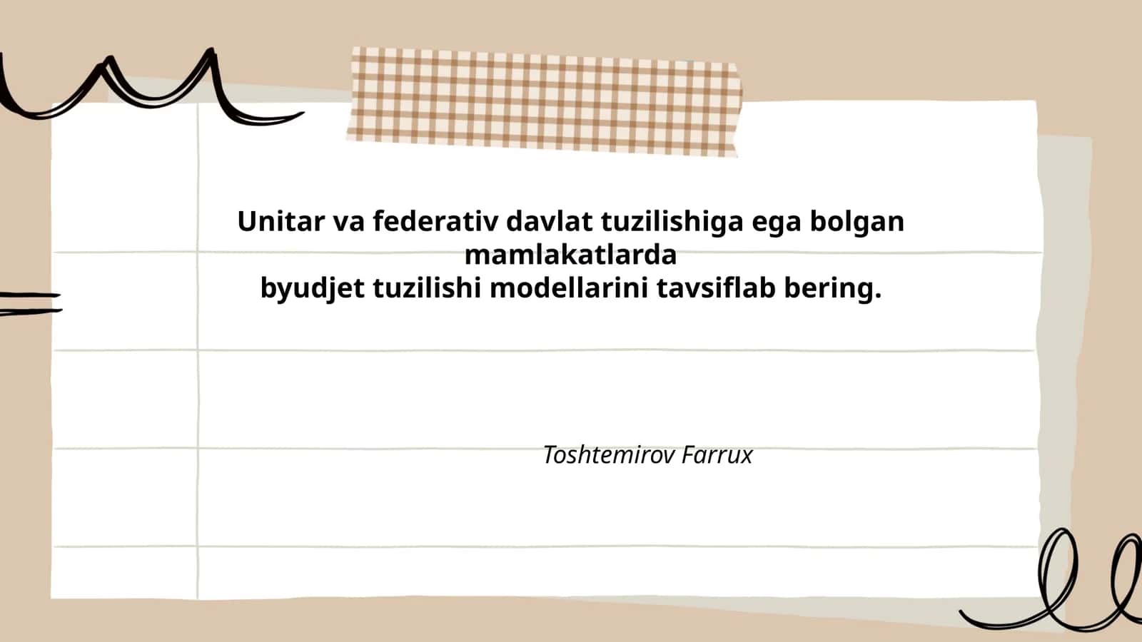 Unitar davlatlarda byudjet tuzilishi理解