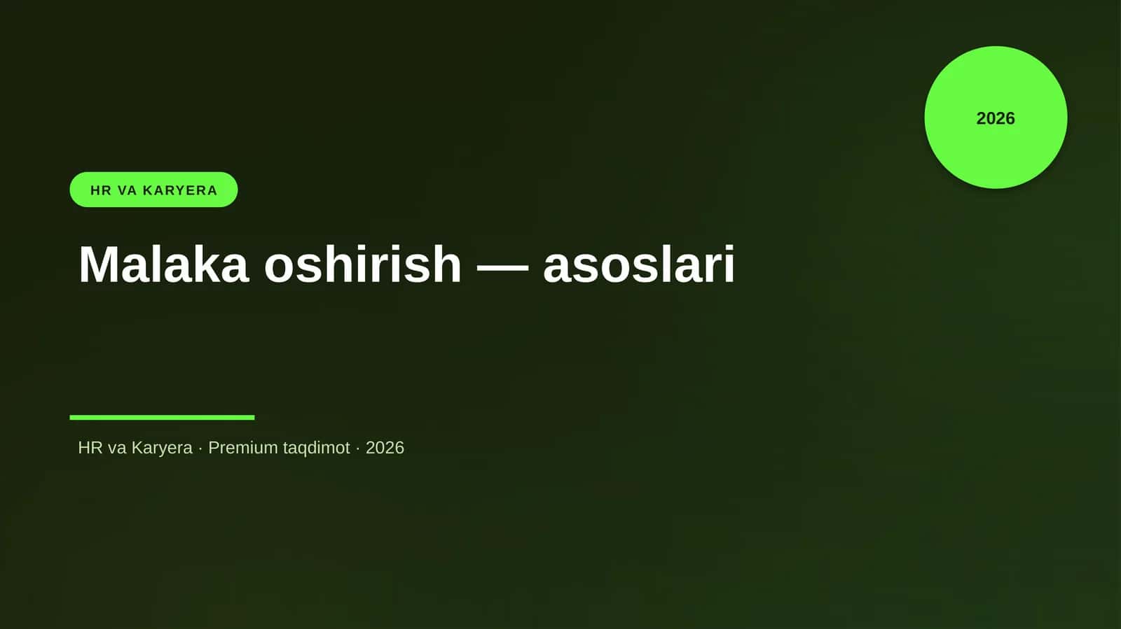 Malaka oshirish — asoslari