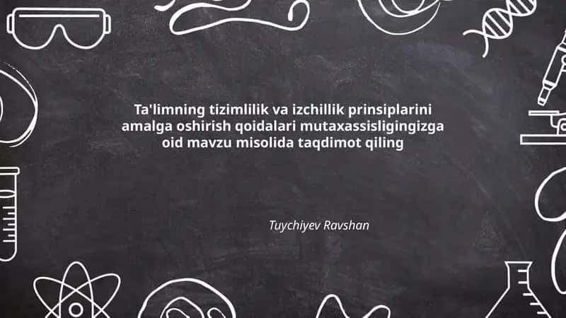 Ta'limning tizimlilik va izchillik prinsiplari asosida informatika mutaxassisligi uchun kurs rejasi ishlab chiqish