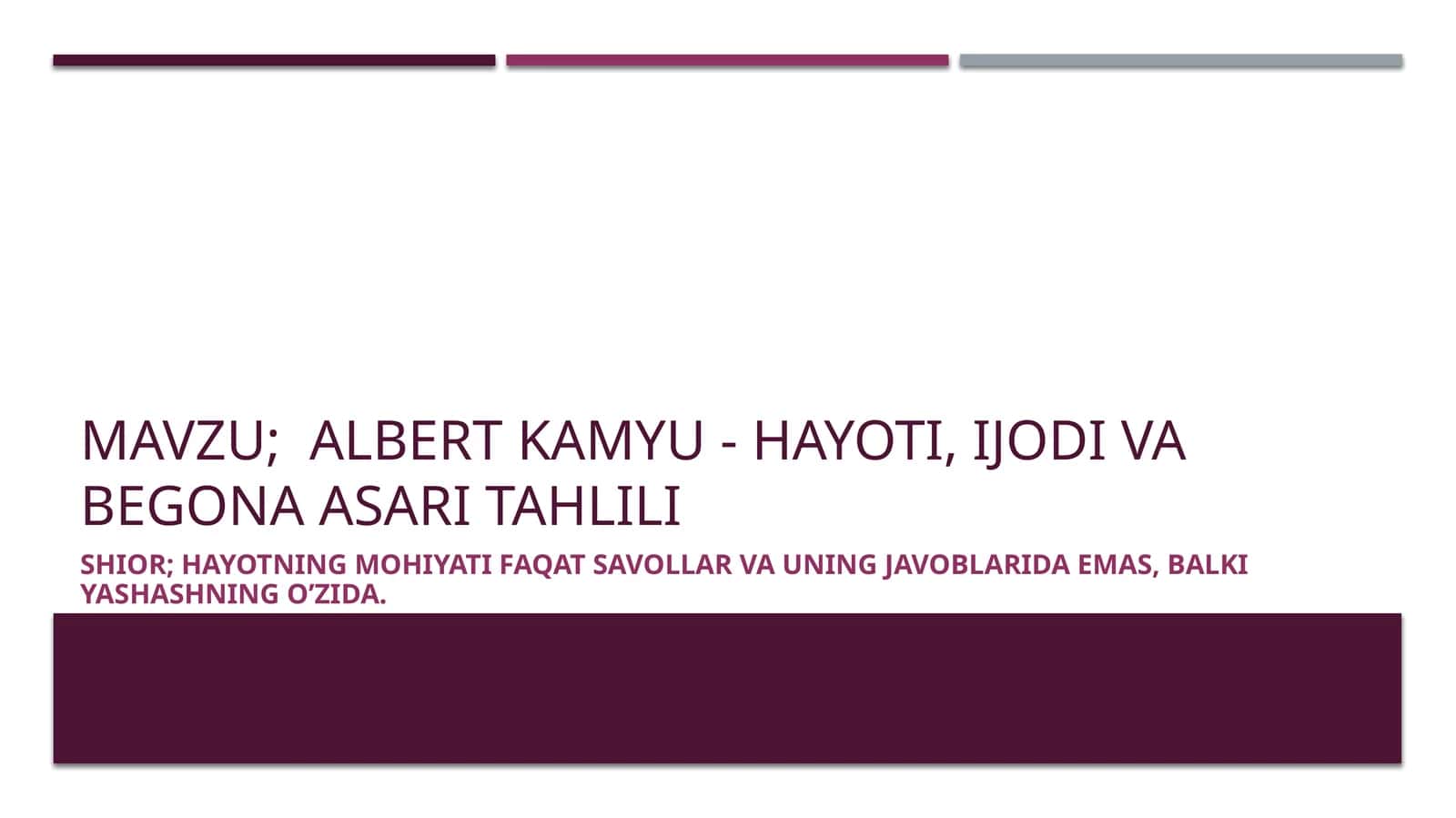 albert kamyu - hayoti, ijodi va begona asari tahlili