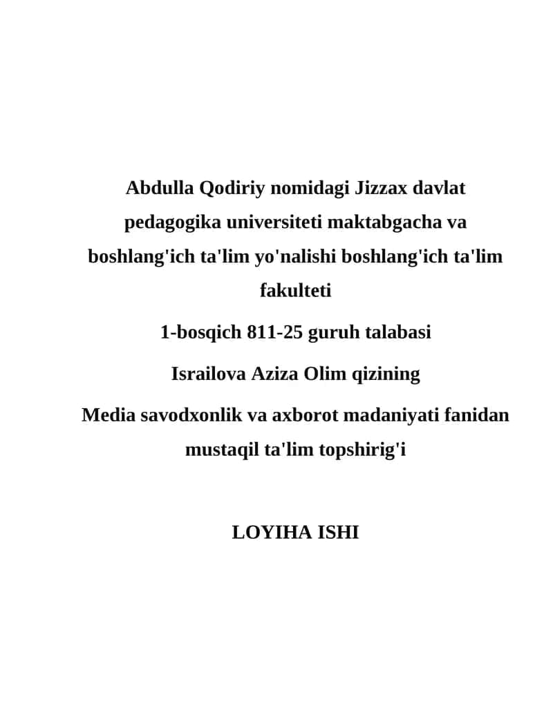 Media savodxonlik va axborot madaniyati
