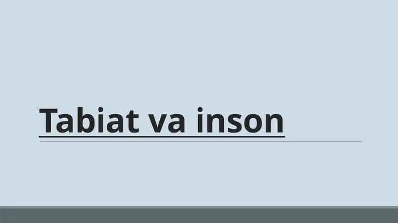 Tabiat va inson