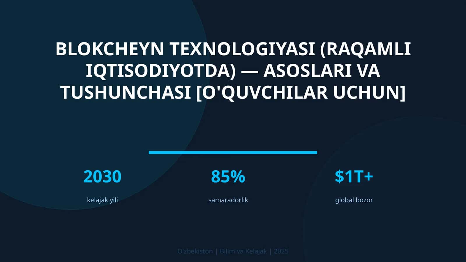 Blokcheyn texnologiyasi (raqamli iqtisodiyotda) — asoslari va tushunchasi [o'quvchilar uchun]