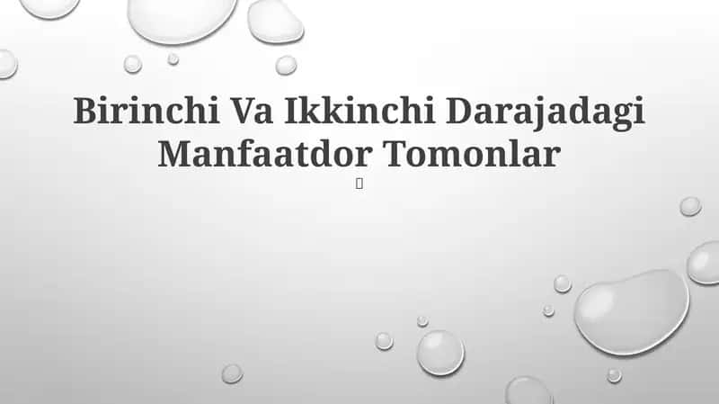 Birinchi Va Ikkinchi Darajadagi Manfaatdor Tomonlar