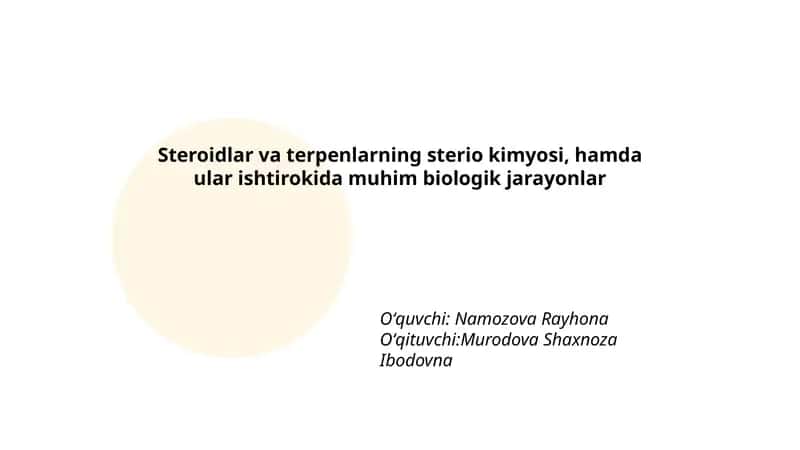 Steroidlar va terpenlarning sterio kimyosi