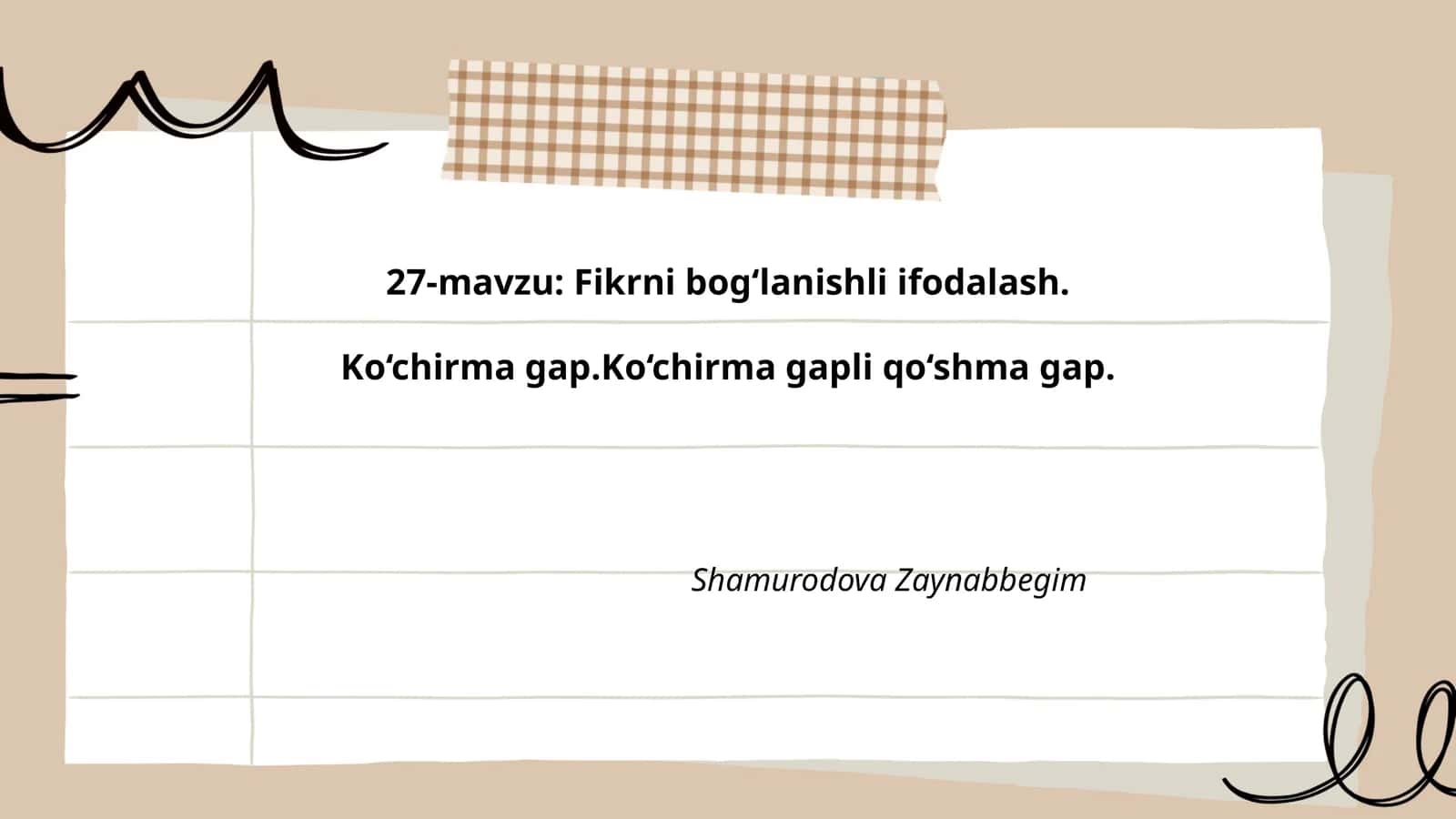 Ko‘chirma gap va uning turlari