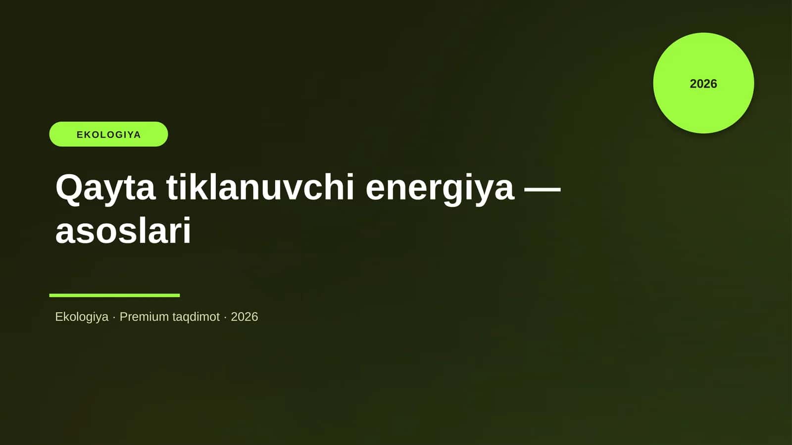 Qayta tiklanuvchi energiya — asoslari