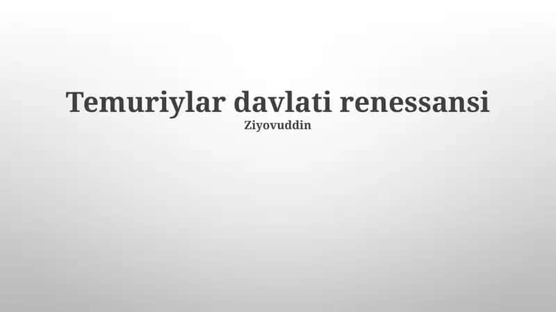 Temuriylar davlati renessansi
