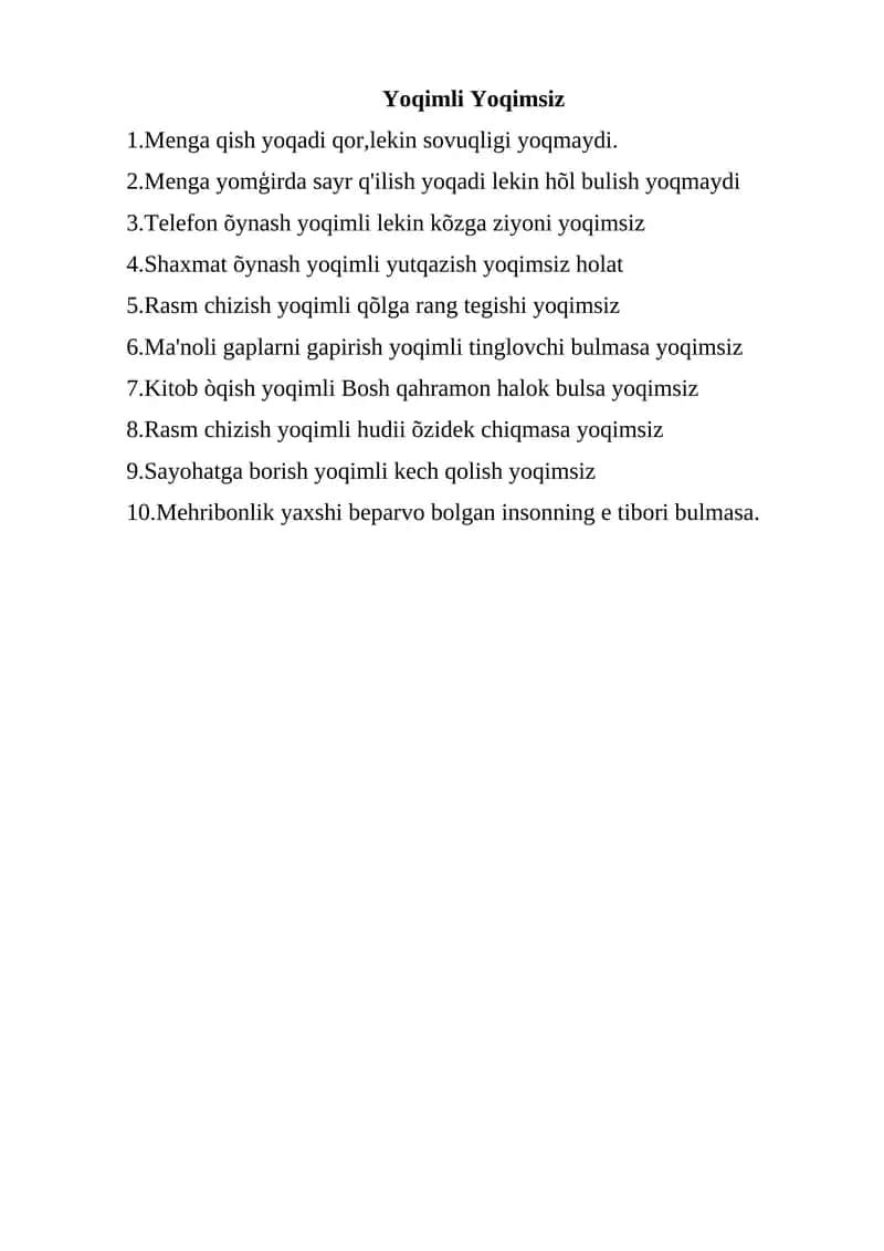 Yoqimli Yoqimsiz