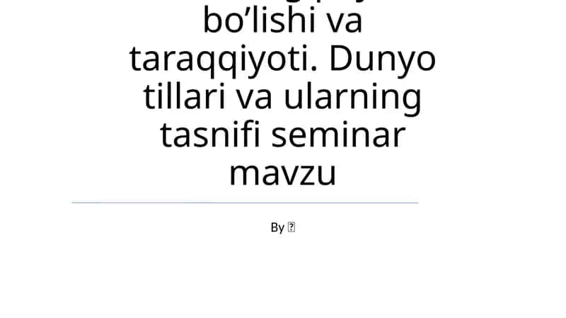 Jahon Tillari va ularning Tasniflash