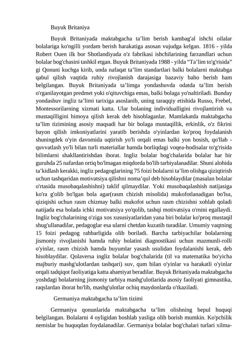 Buyuk Britaniya Maktabgacha Ta'limi