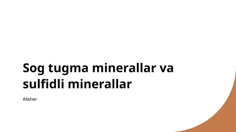 Sog tugma minerallar va sulfidli minerallar