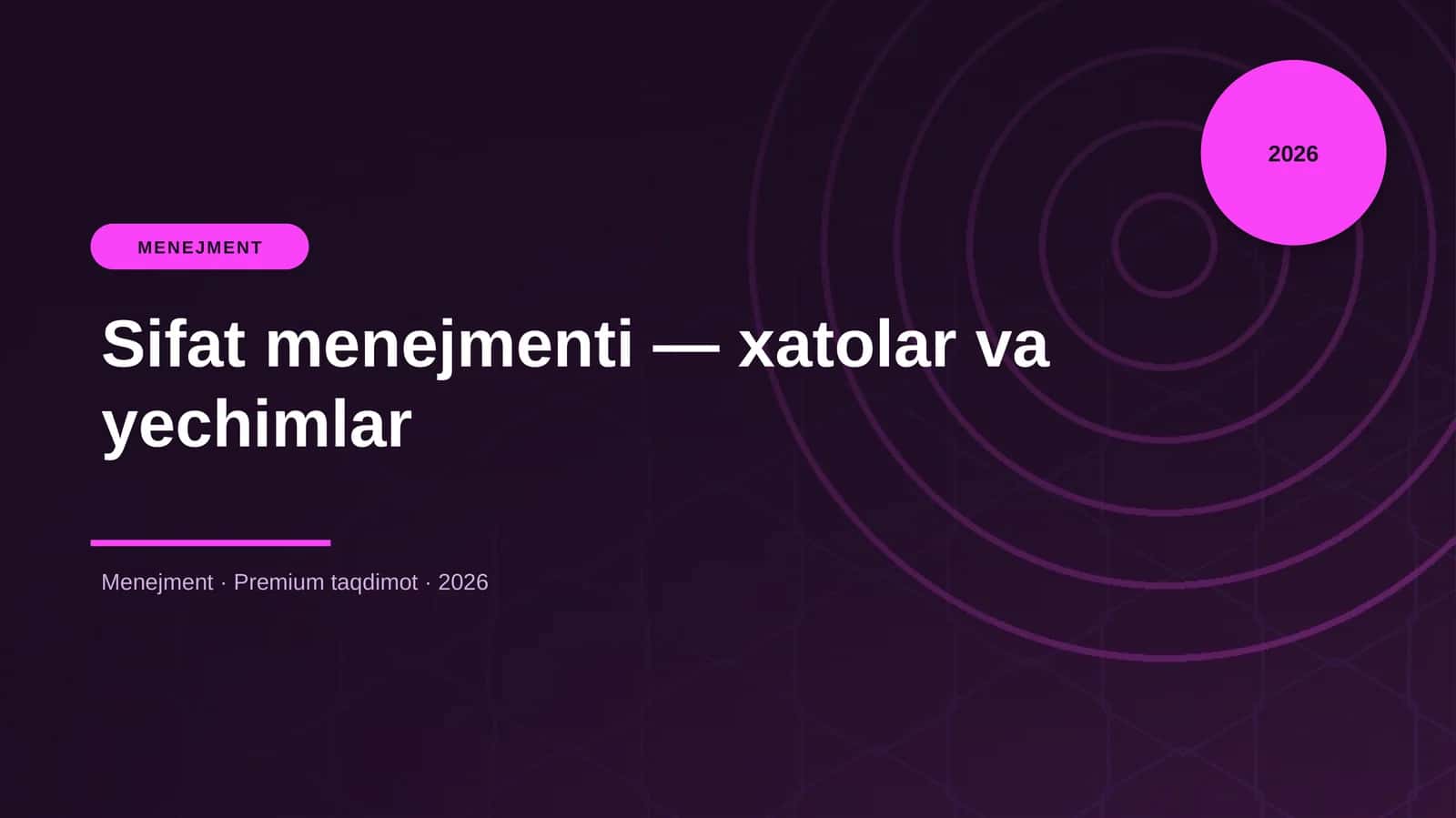 Sifat menejmenti — xatolar va yechimlar