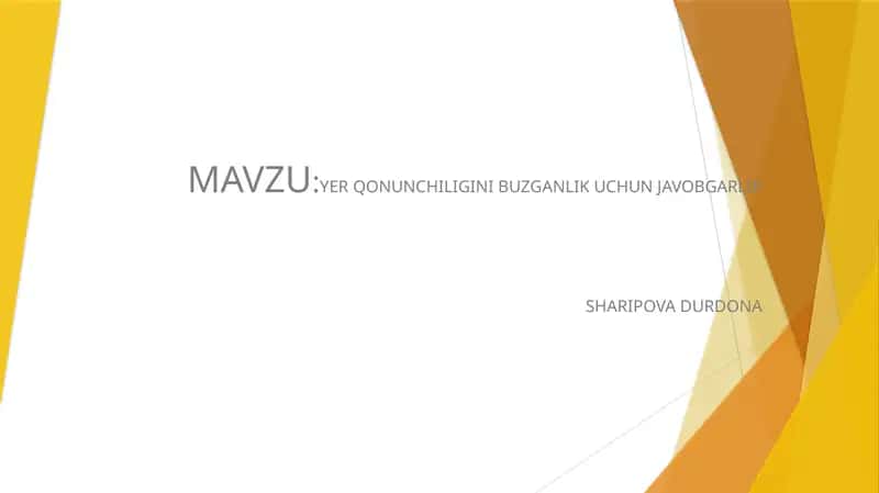 YER QONUNCHILIGINI BUZGANLIK UCHUN JAVOBGARLIK