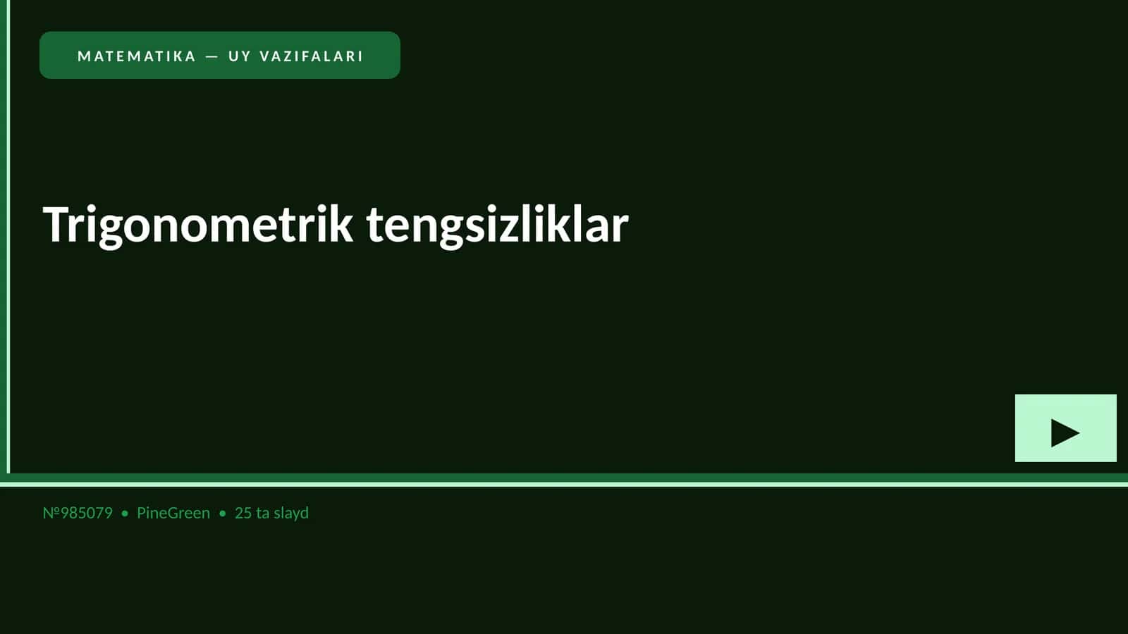 Matematika — Uy Vazifalari
