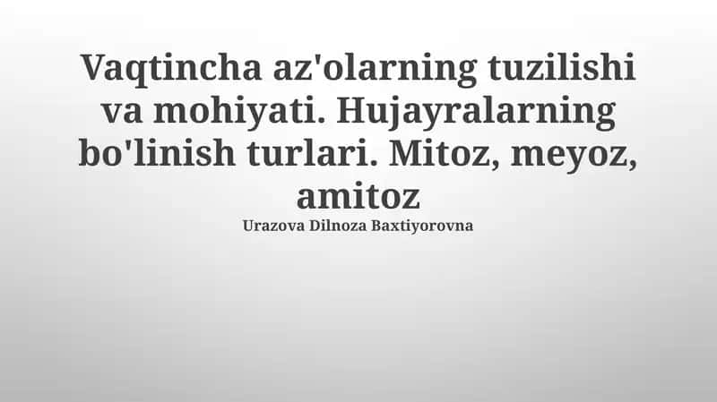 Mitosis, Meiosis, va Amitoz