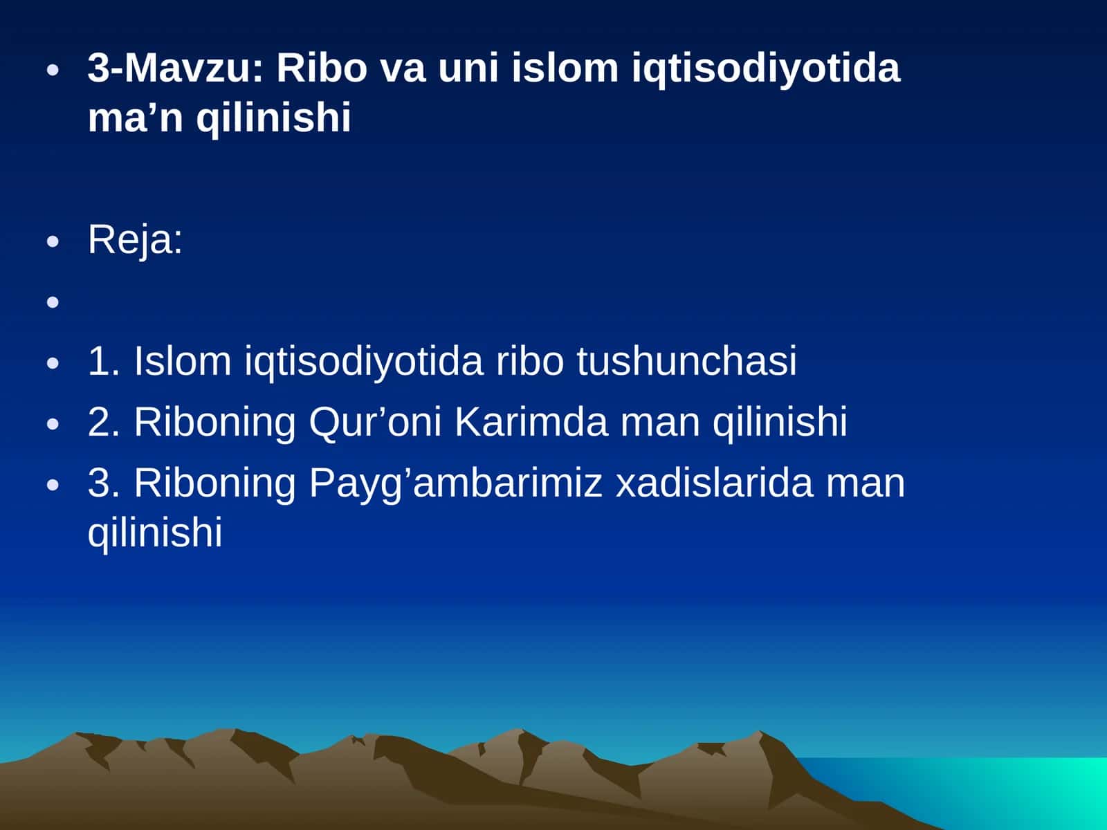 Ribо vа uni islоm iqtisоdiyotidаmа’n qilinishi