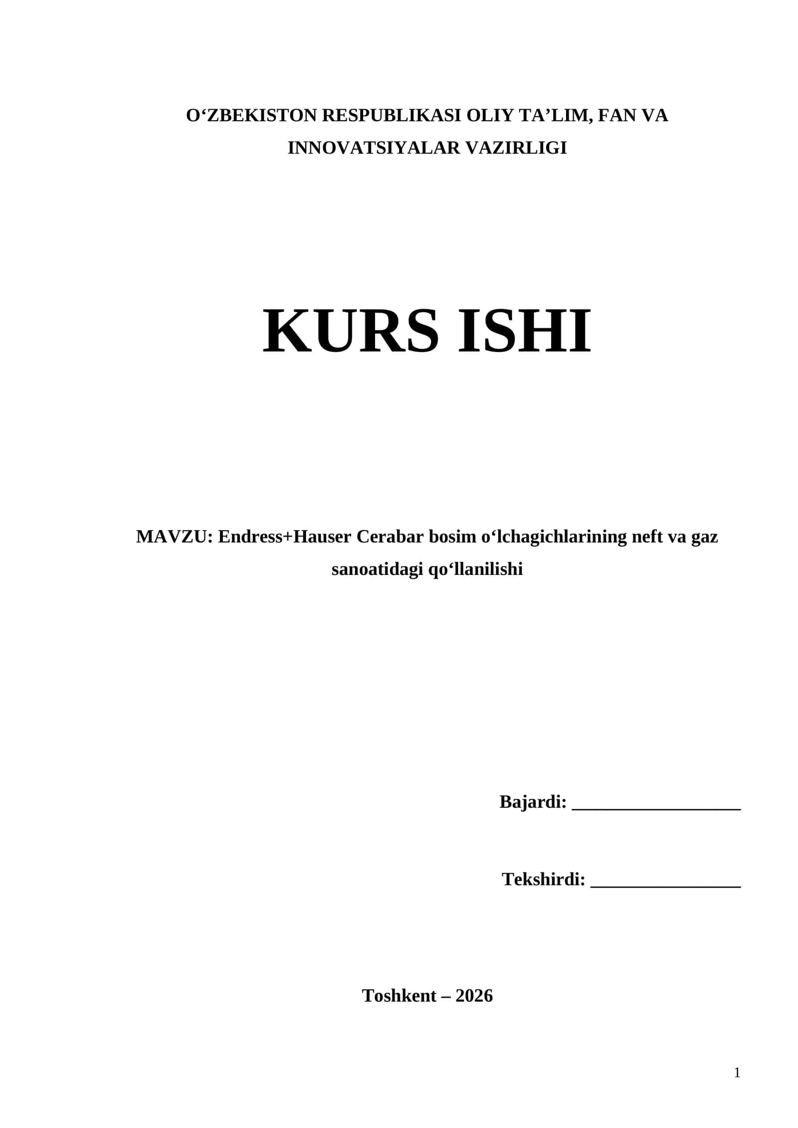 Endress+Hauser Cerabar bosim o‘lchagichlarining neft va gaz sanoatidagi qo‘llanilishi