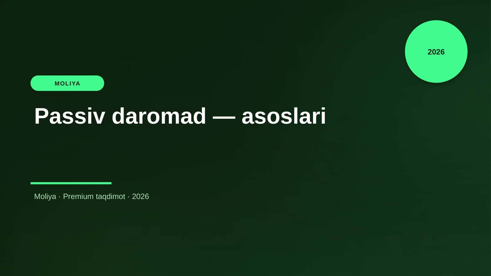 Passiv daromad — asoslari
