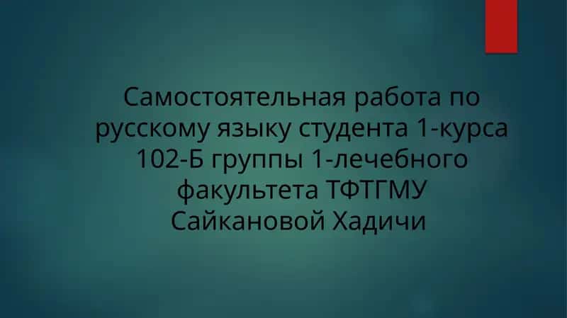 Самостоятельная работа по русскому языку