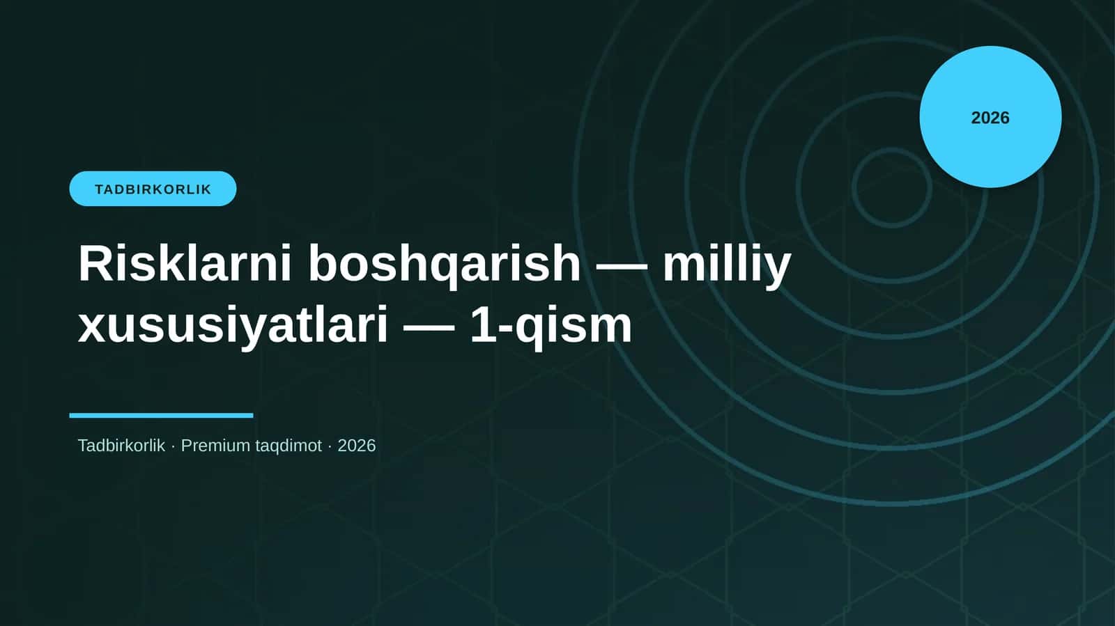Risklarni boshqarish — milliy xususiyatlari — 1-qism