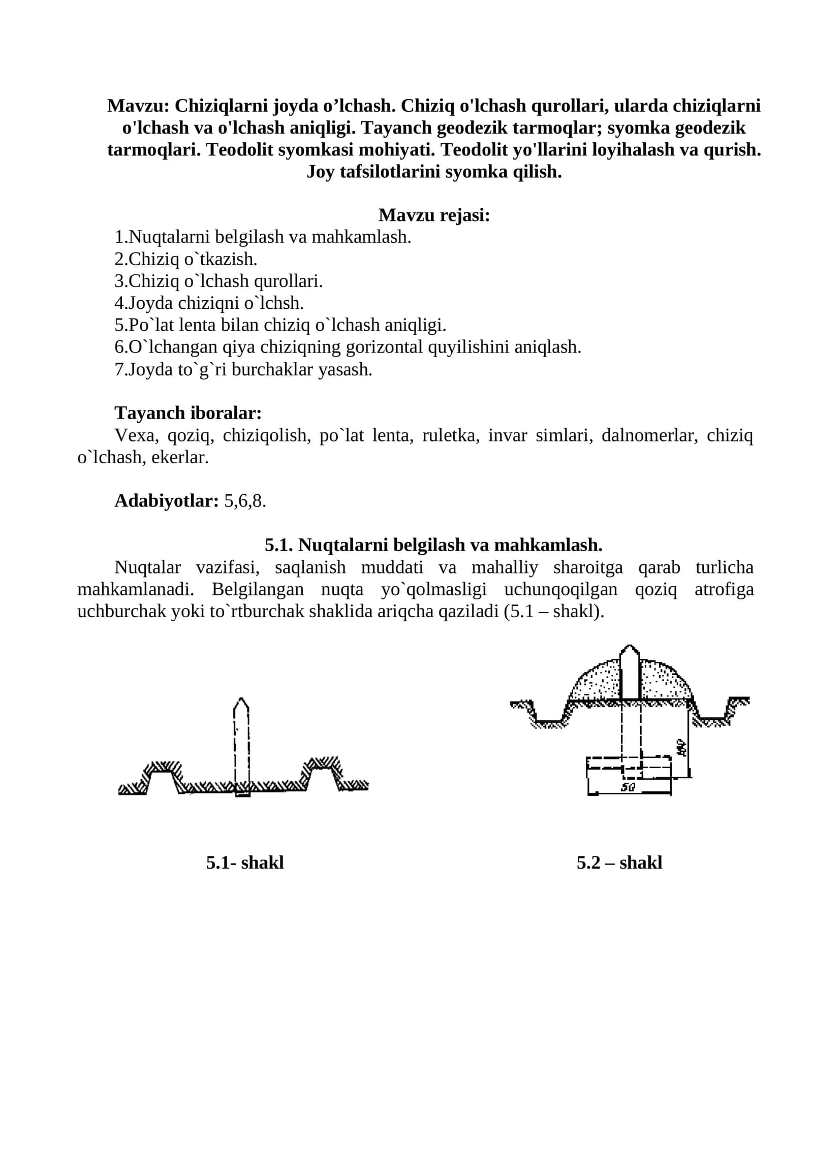 Chiziqlarni joyda o’lchash