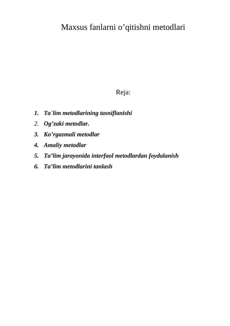 Ta'lim Metodlari