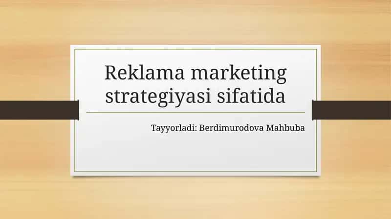 Reklama marketing strategiyasi