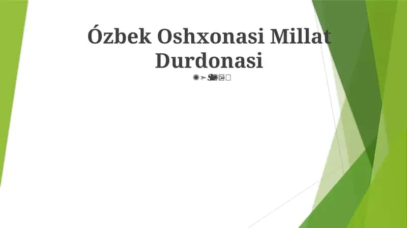 Ózbek Oshxonasi Millat Durdonasi