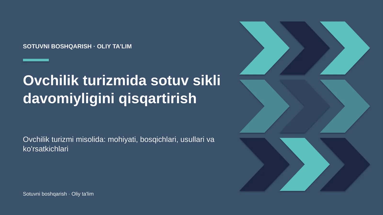 Ovchilik turizmida sotuv sikli davomiyligini qisqartirish
