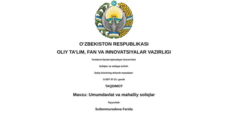 Umumdavlat va mahalliy soliqlar