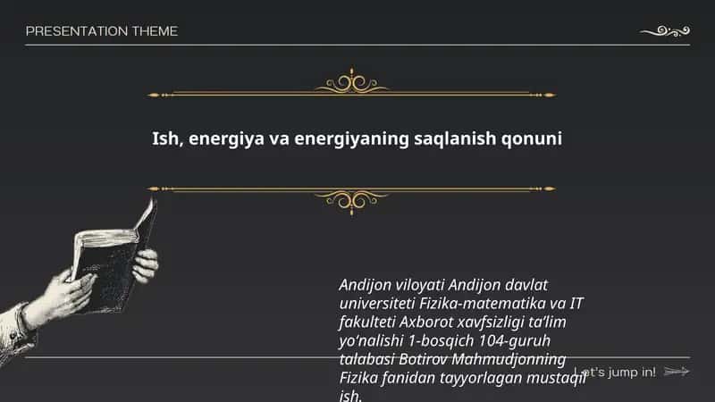 Ish, energiya va energiyaning saqlanish qonuni