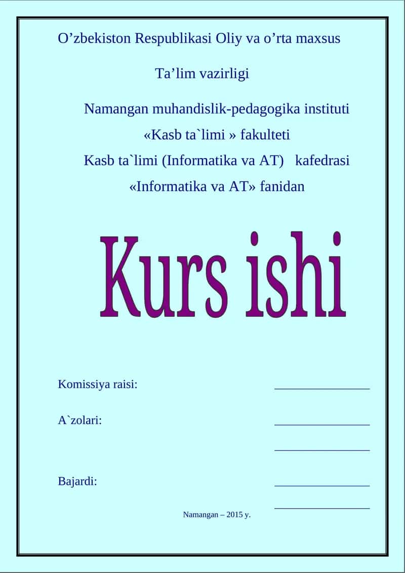 Kompyuter texnologiyalari mavzusida web sahifa yaratish