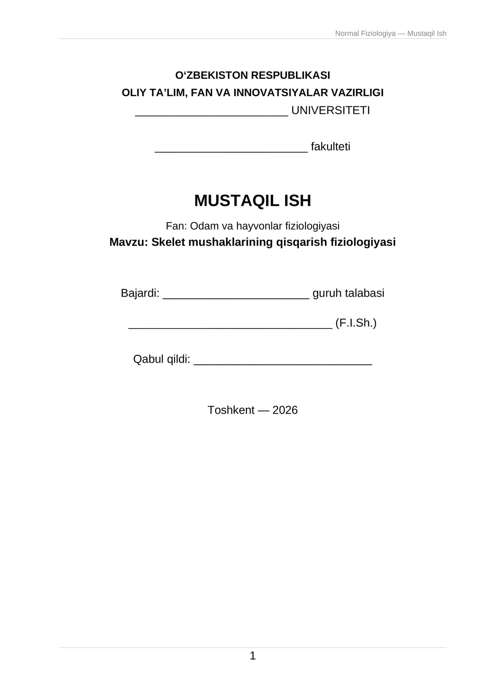 Skelet mushaklarining qisqarish fiziologiyasi