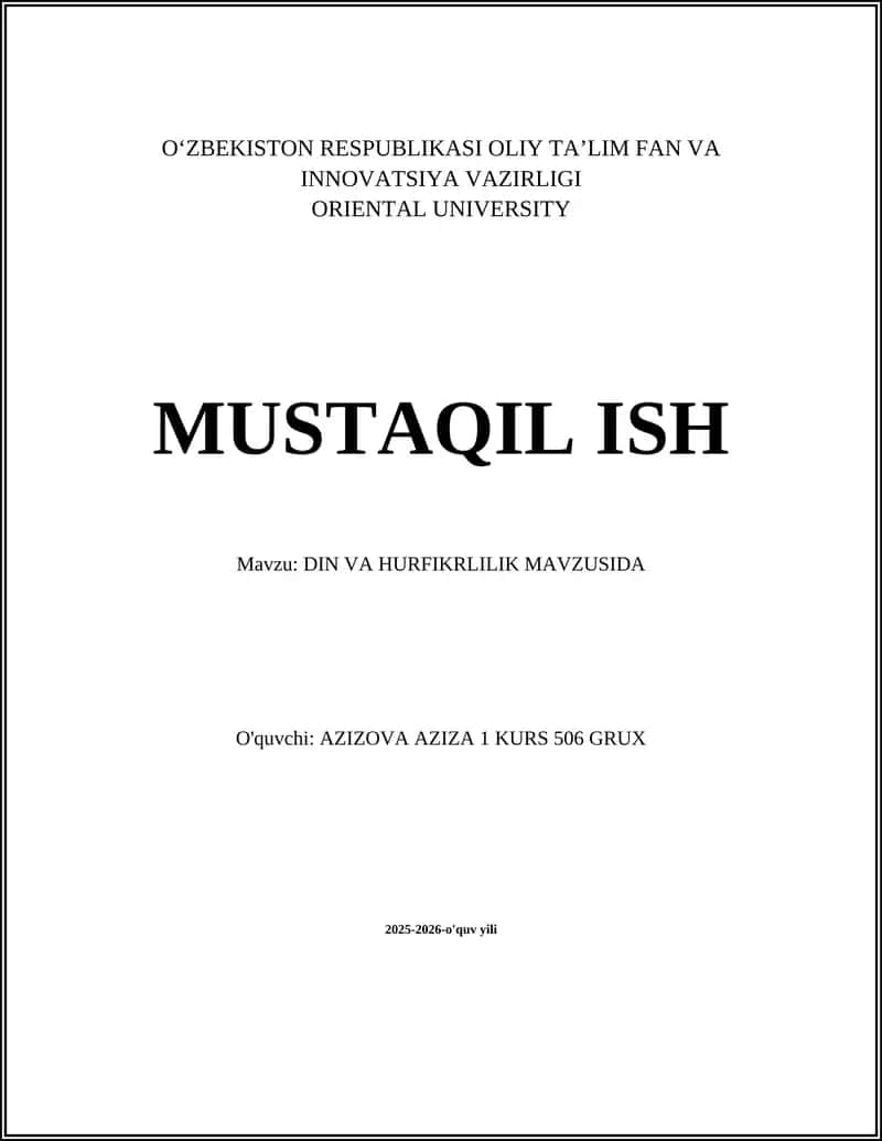 Din va hurfikrlilik mavzusida