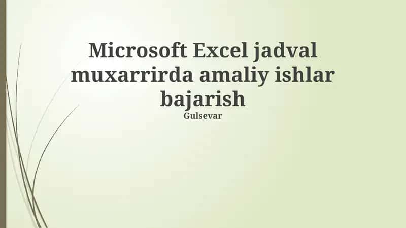 Excel bilan amaliyot