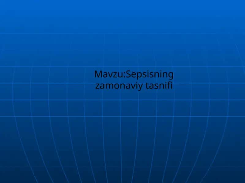 Sepsisning zamonaviy tasnifi