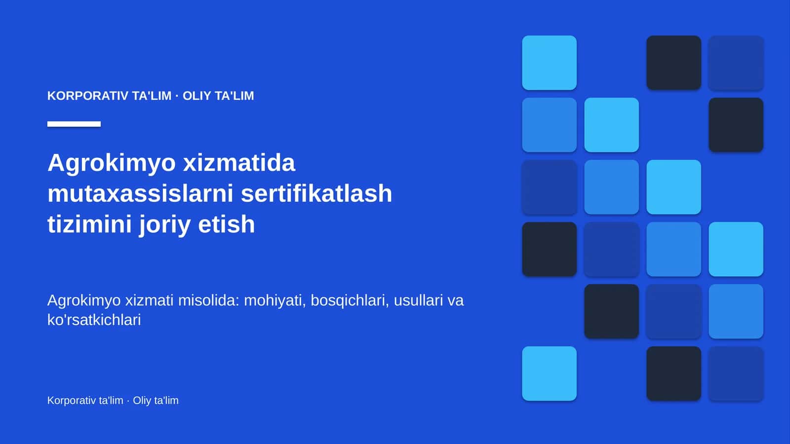 Agrokimyo xizmatida mutaxassislarni sertifikatlash tizimini joriy etish
