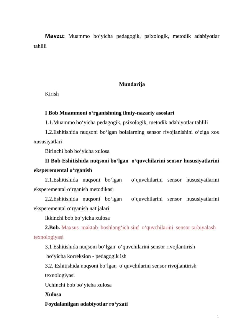 Muammo bo‘yicha pedagogik, psixologik, metodik adabiyotlar tahlili