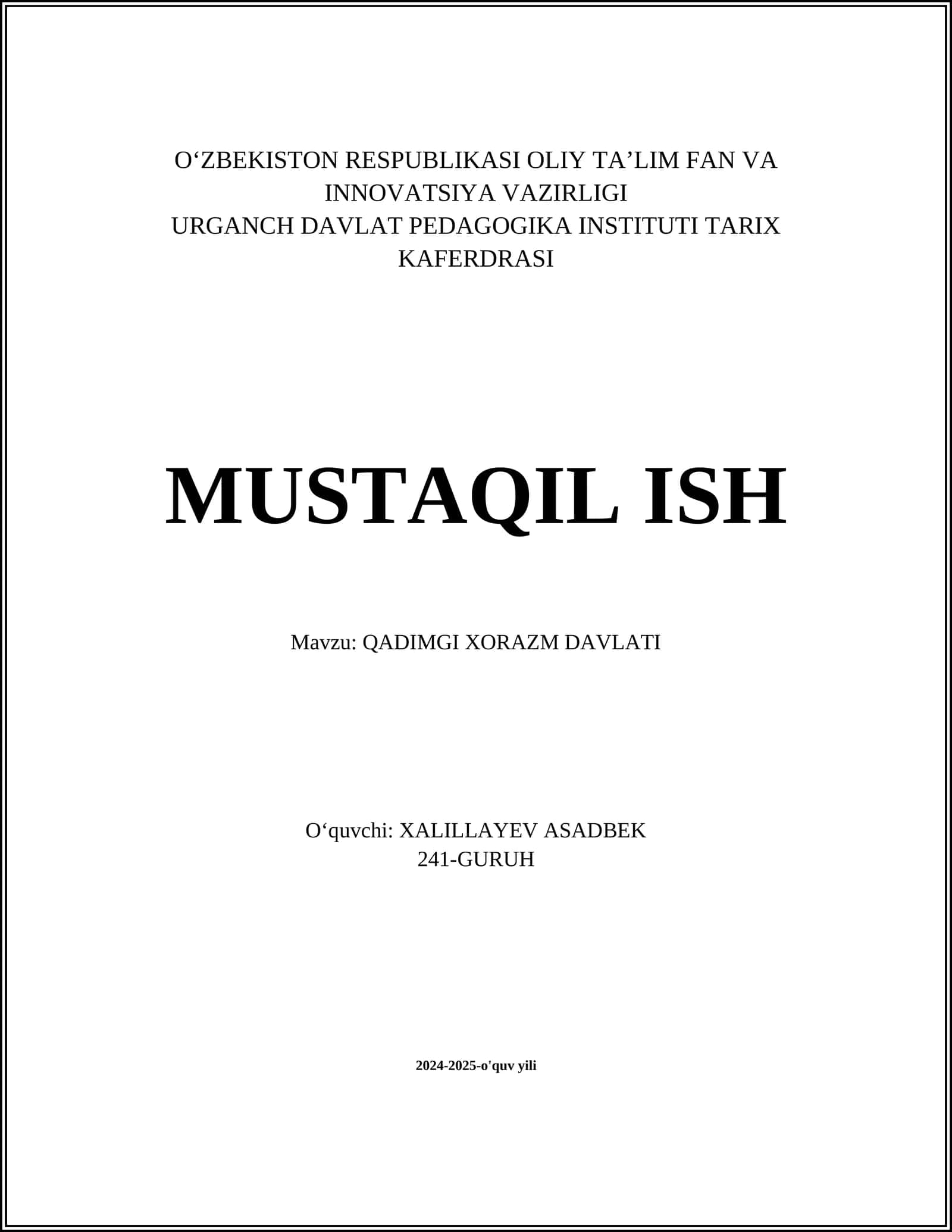 QADIMGI XORAZM DAVLATI
